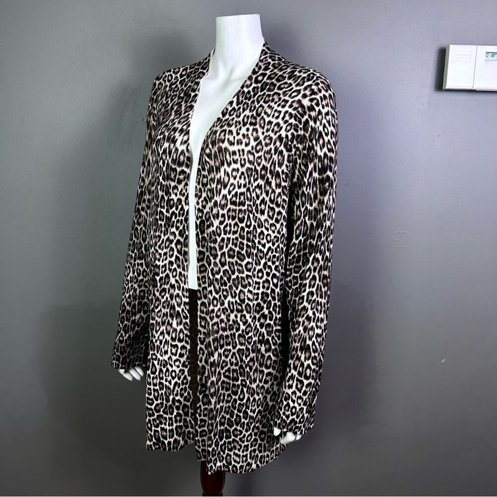 Chico's cardigan XL longline cascade open leopard capsule mobwife light weight